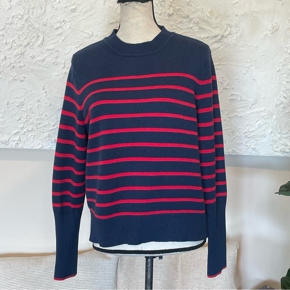 La Ligne x Target Navy Blue Red Striped Sweater Women Plus 1X Crew Neck Cashmere - Picture 2 of 8